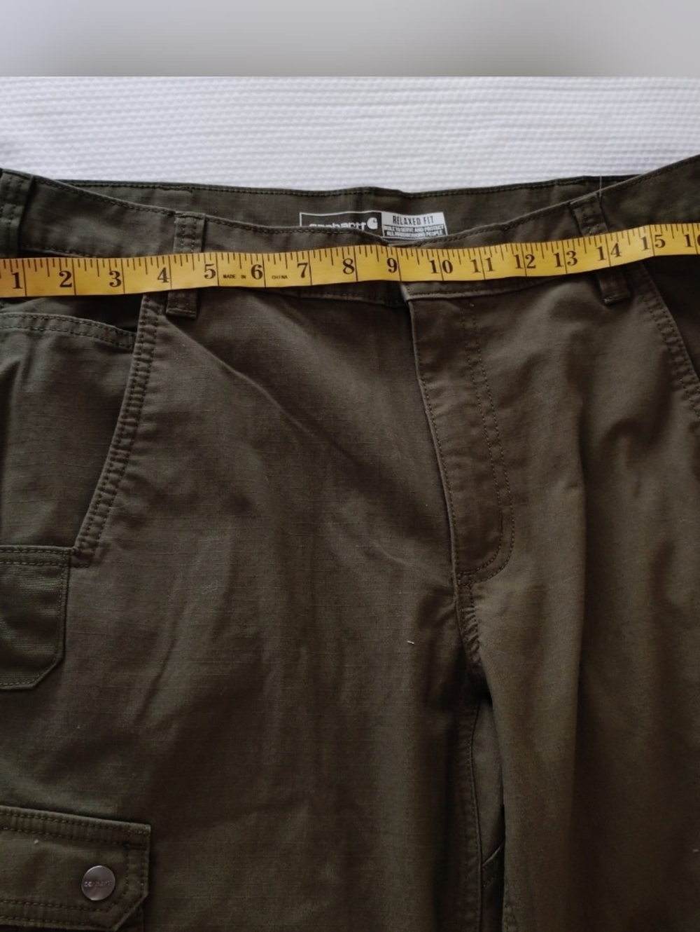 Carhartt Rugged Flex Relaxed Fit Ripstop Cargo Fleece-Lined Work Pant Green . - Picture 4 of 8